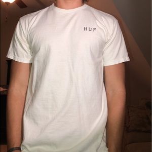White Huf shirt w/ rose on the back